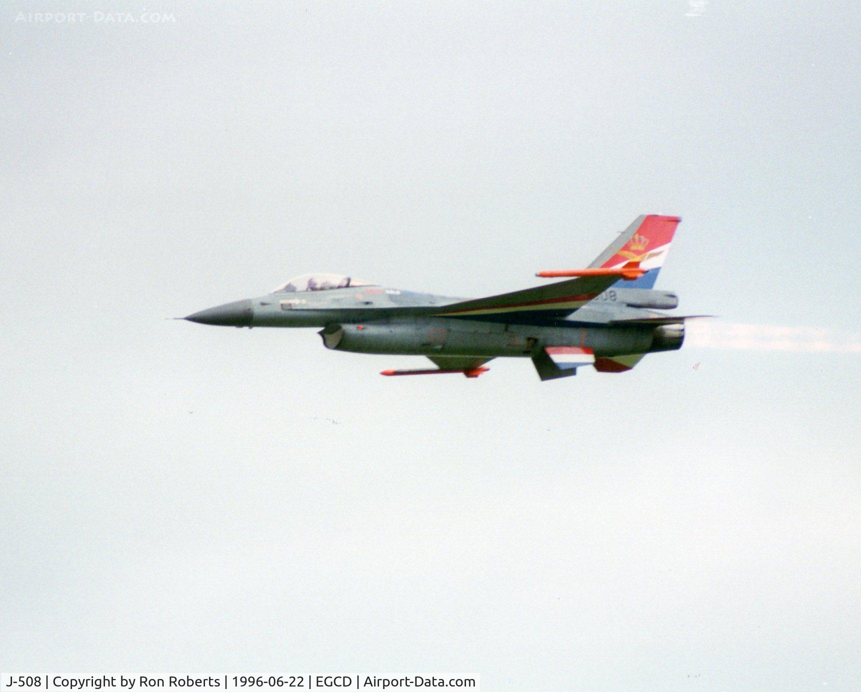J-508, 1987 Fokker F-16A Fighting Falcon C/N 6D-147, The Royal Netherlands Air Force F16