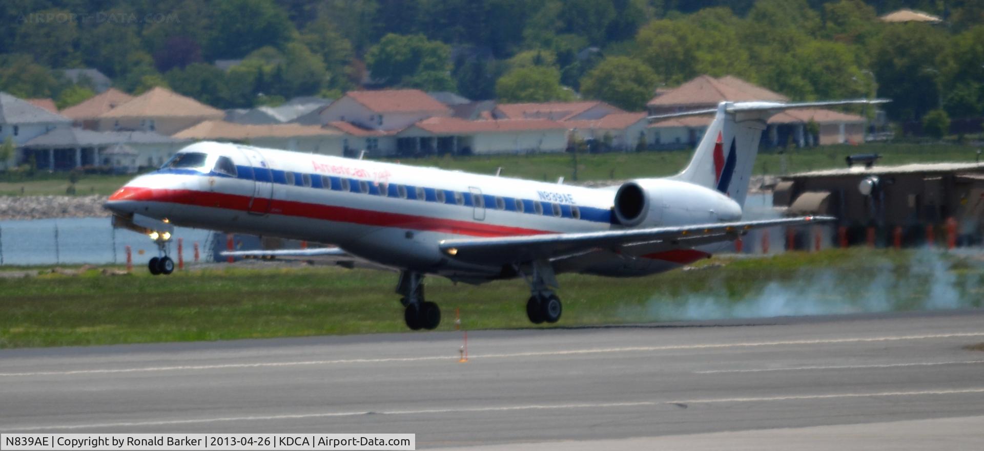 N839AE, 2002 Embraer ERJ-140LR (EMB-135KL) C/N 145653, Landing DCA