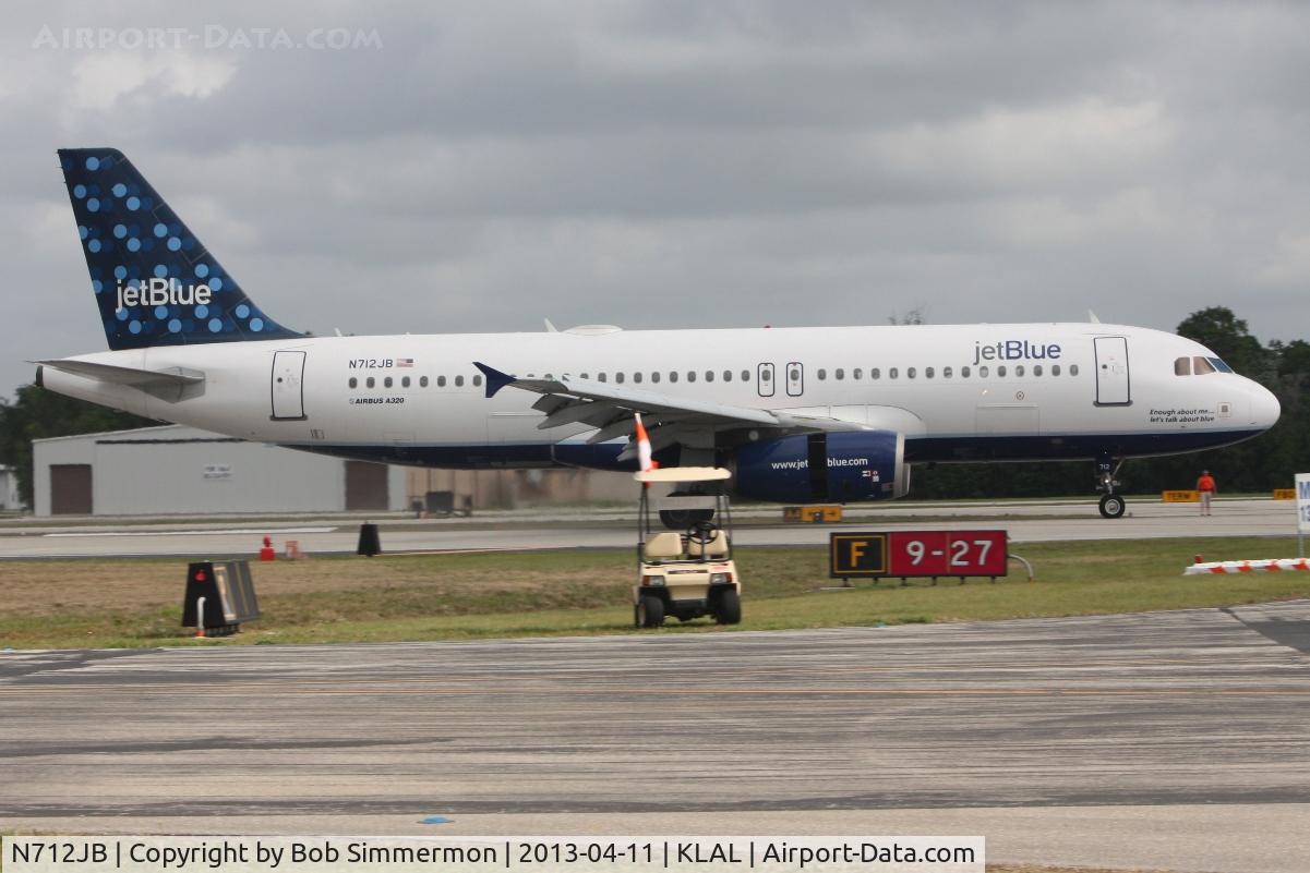 N712JB, 2008 Airbus A320-232 C/N 3517, Arriving at Sun N Fun 2013 - Lakeland, FL