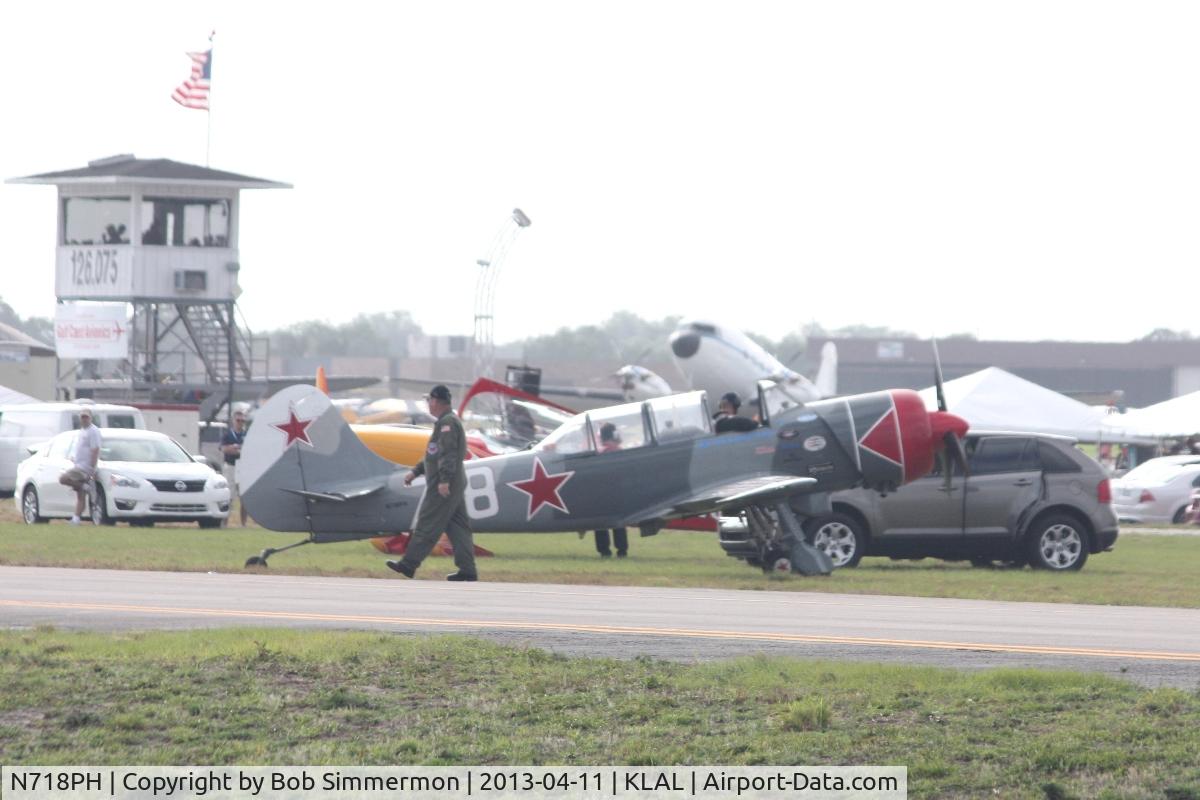 N718PH, Yakovlev (Aerostar) Yak-52 C/N 822108, Arriving at Sun N Fun 2013 - Lakeland, FL