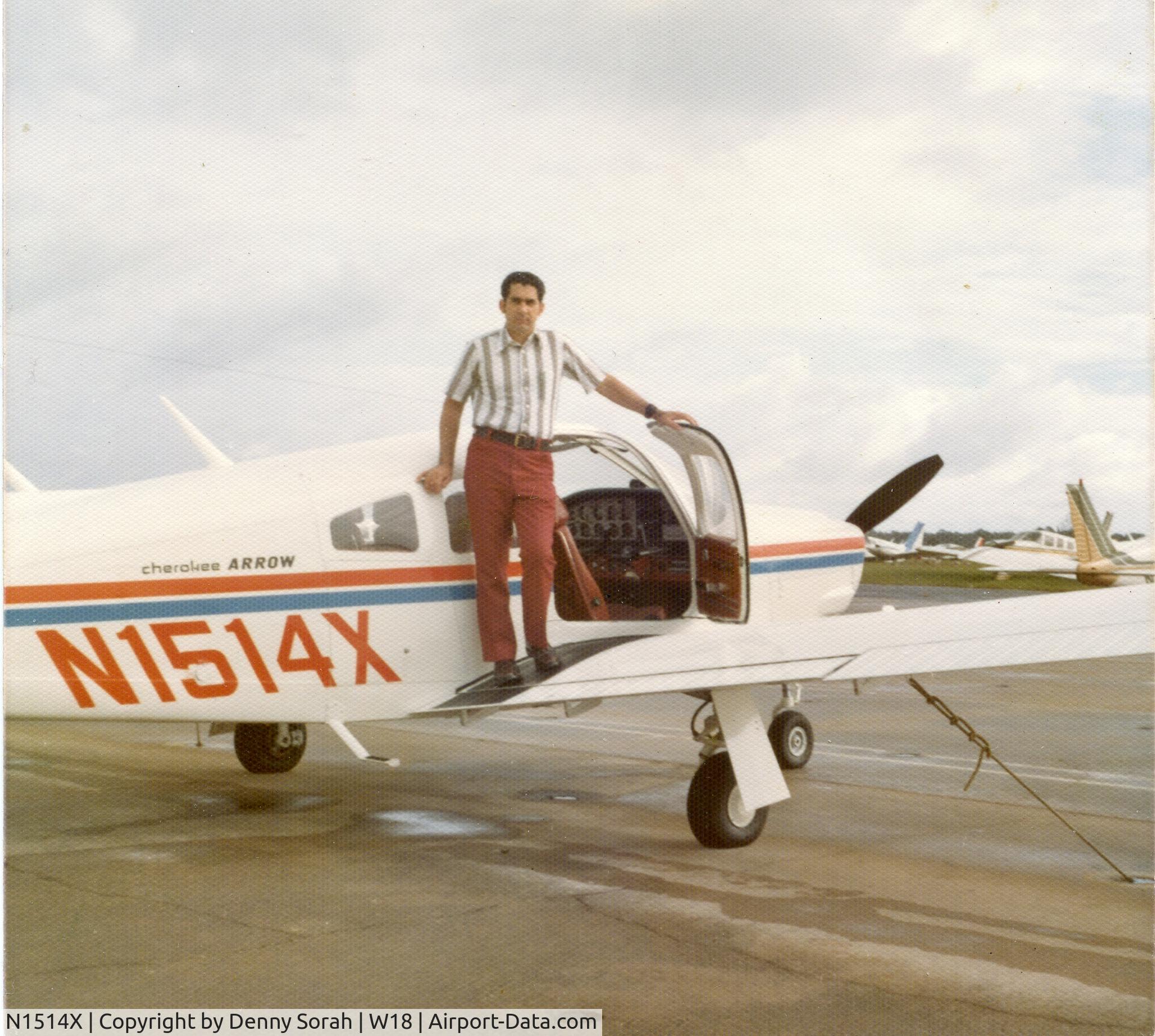 N1514X, Piper PA-28R-200 C/N 28R-7535305, Denny Sorah (in photo) and Bill Spruill 9first owners) picked the new airplane up from the Piper factory in Vero Beach, FL on 6/23/1975 and flew it to it's first home at Suburban Airport between DC and Baltimore, MD. 6.7 hours flight from VRB to Suburban.