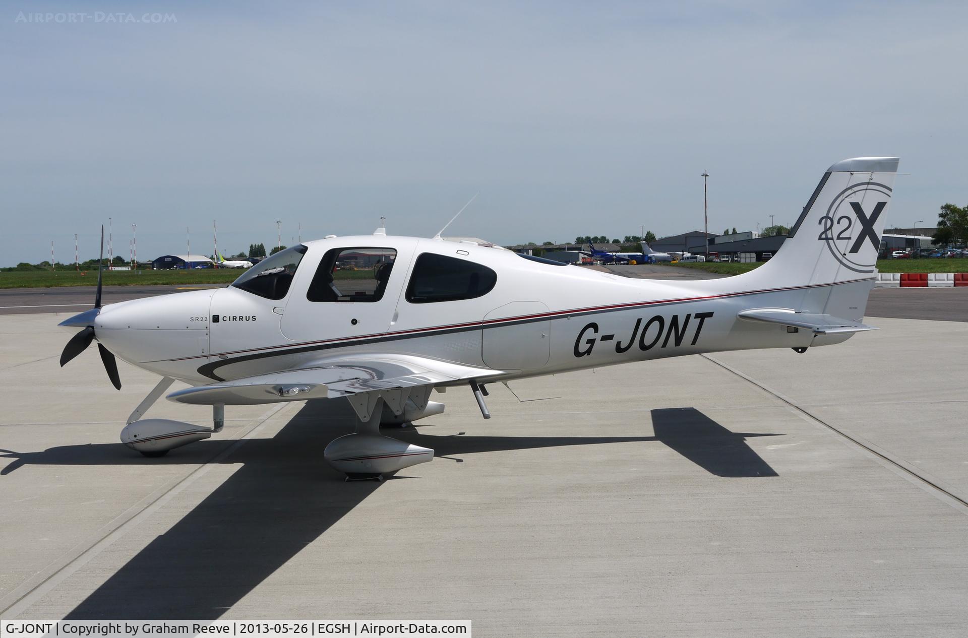 G-JONT, 2010 Cirrus SR22 G3-X C/N 3599, Parked at Norwich.