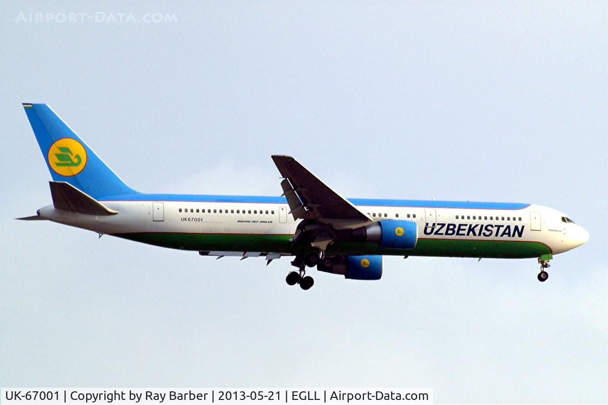 UK-67001, 1996 Boeing 767-300/ER C/N 28370, Boeing 767-33PER [28370] (Uzbekistan Airways) Home~G 21/05/2013