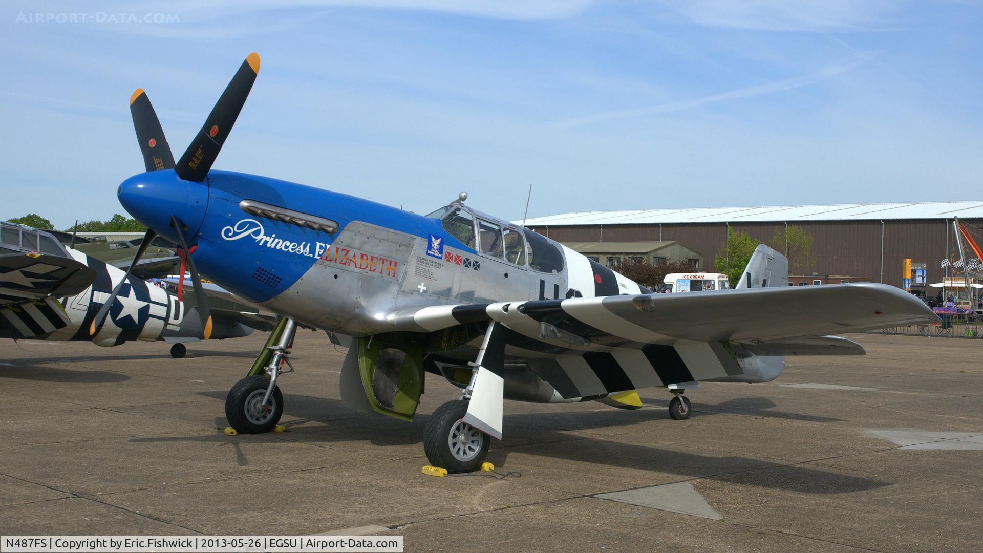 N487FS, 1943 North American P-51C Mustang C/N 103-26778, 3. 'Princess Elizabeth' on the flightline at the IWM Spring Airshow, May 2013.