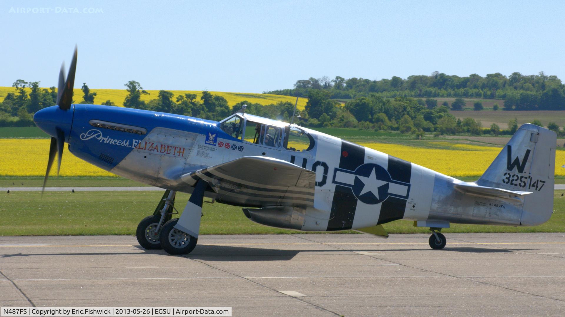 N487FS, 1943 North American P-51C Mustang C/N 103-26778, 1. 'Princess Elizabeth' at the IWM Spring Airshow, May 2013.