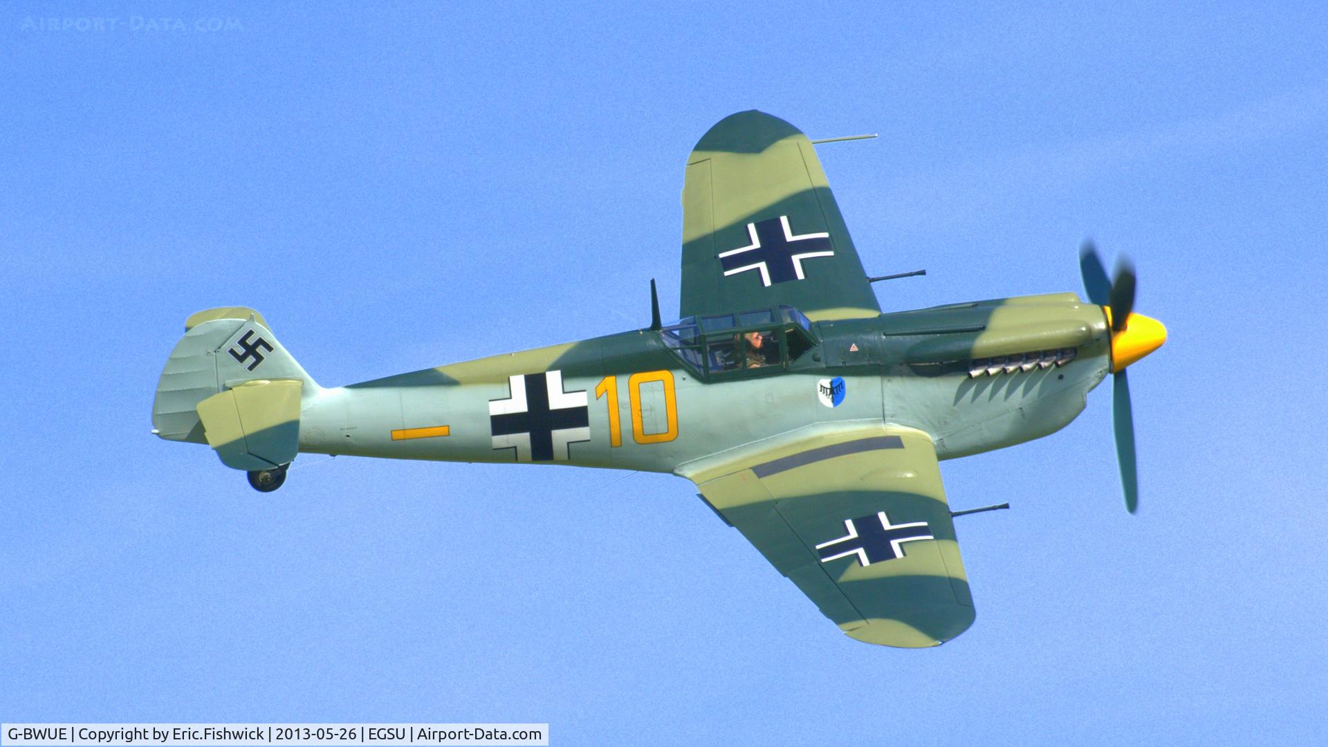G-BWUE, 1949 Hispano HA-1112-M1L Buchon C/N 172, 42. G-BWUE at the IWM Spring Airshow, May 2013.