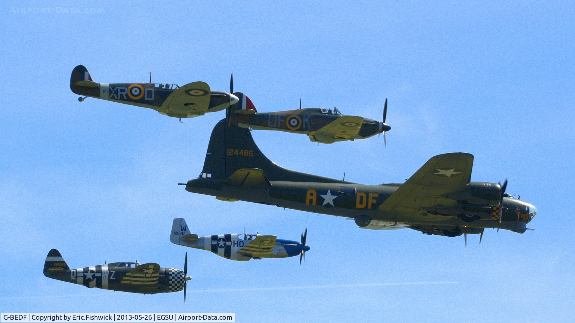 G-BEDF, 1944 Boeing B-17G Flying Fortress C/N 8693, 45. G-BEDF with 'Eagle Squadron' at the IWM Spring Airshow, May 2013.