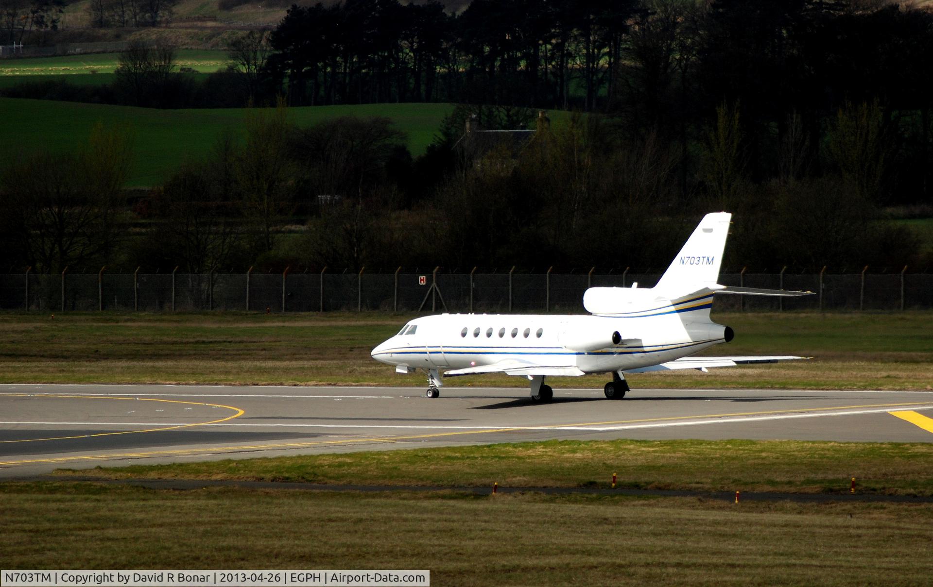 N703TM, 1991 Dassault-breguet Falcon 50 C/N 218, A rare visitor departing Edinburgh in a nice light.