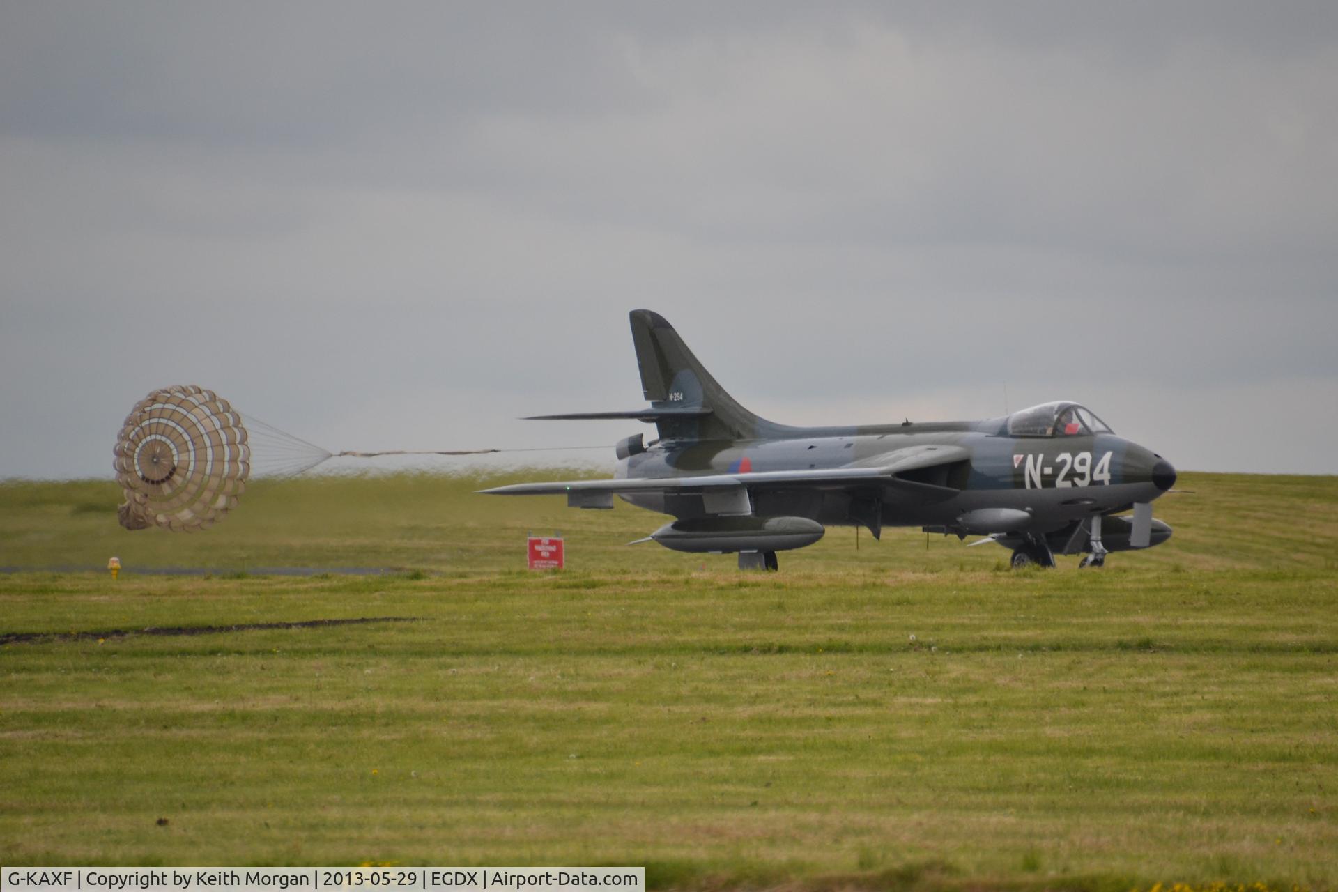 G-KAXF, 1956 Hawker Hunter F.6A C/N S4/U/3361, G-KAXF Hunter F.6A landing