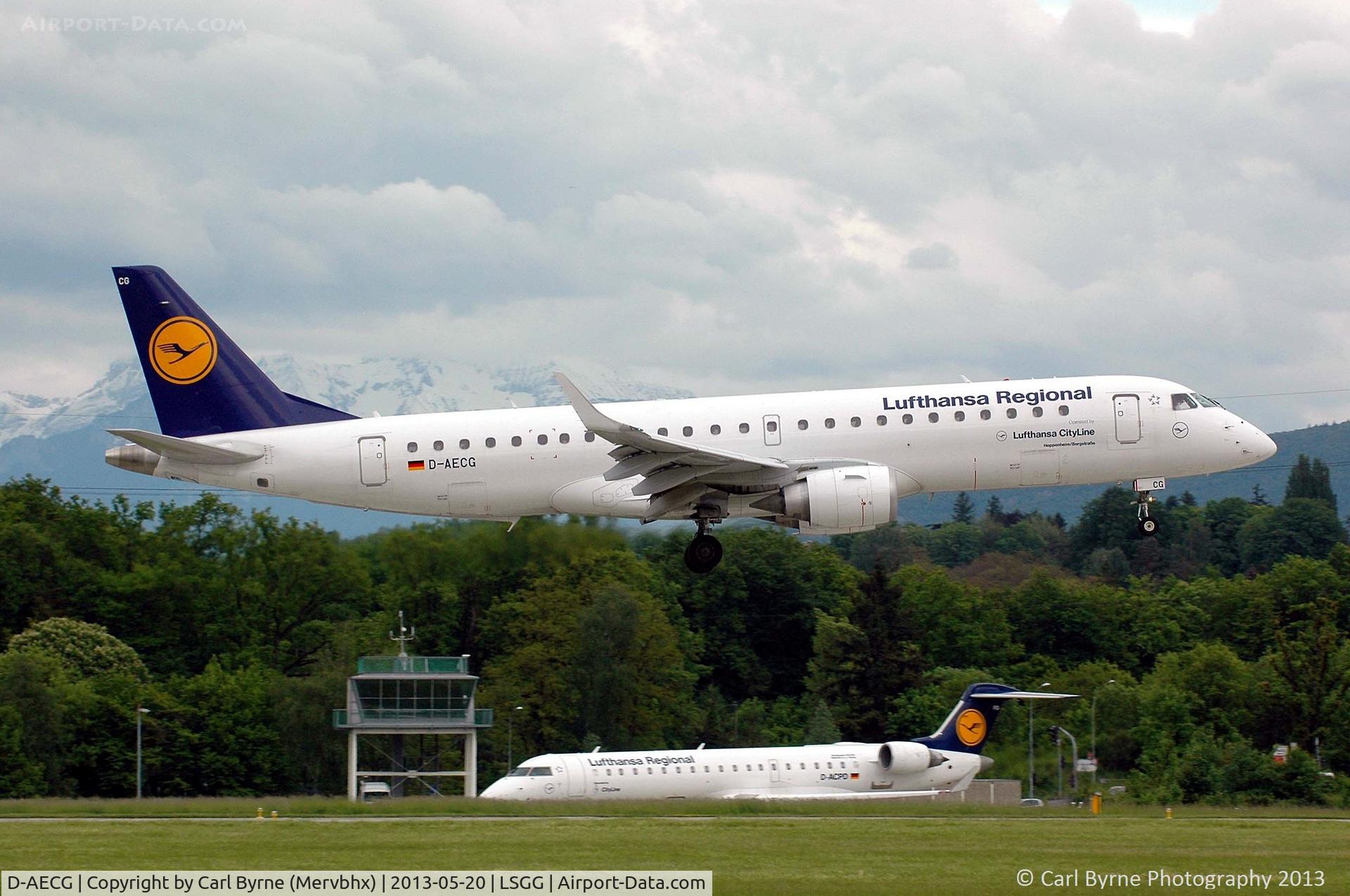 D-AECG, 2010 Embraer 190LR (ERJ-190-100LR) C/N 19000368, Taken from the park at the 05 threshold.