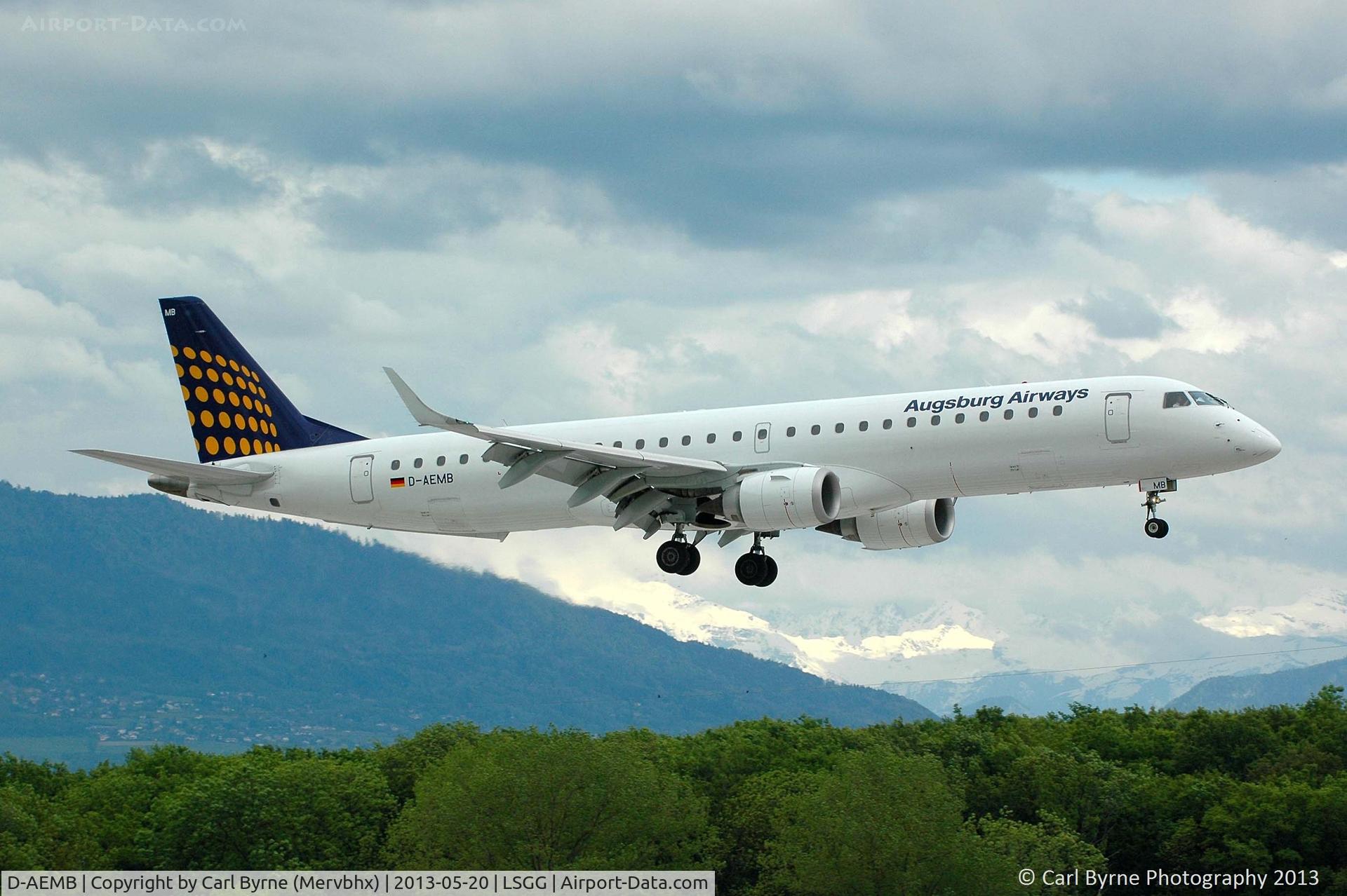 D-AEMB, 2009 Embraer 195LR (ERJ-190-200LR) C/N 19000297, Taken from the park at the 05 threshold.