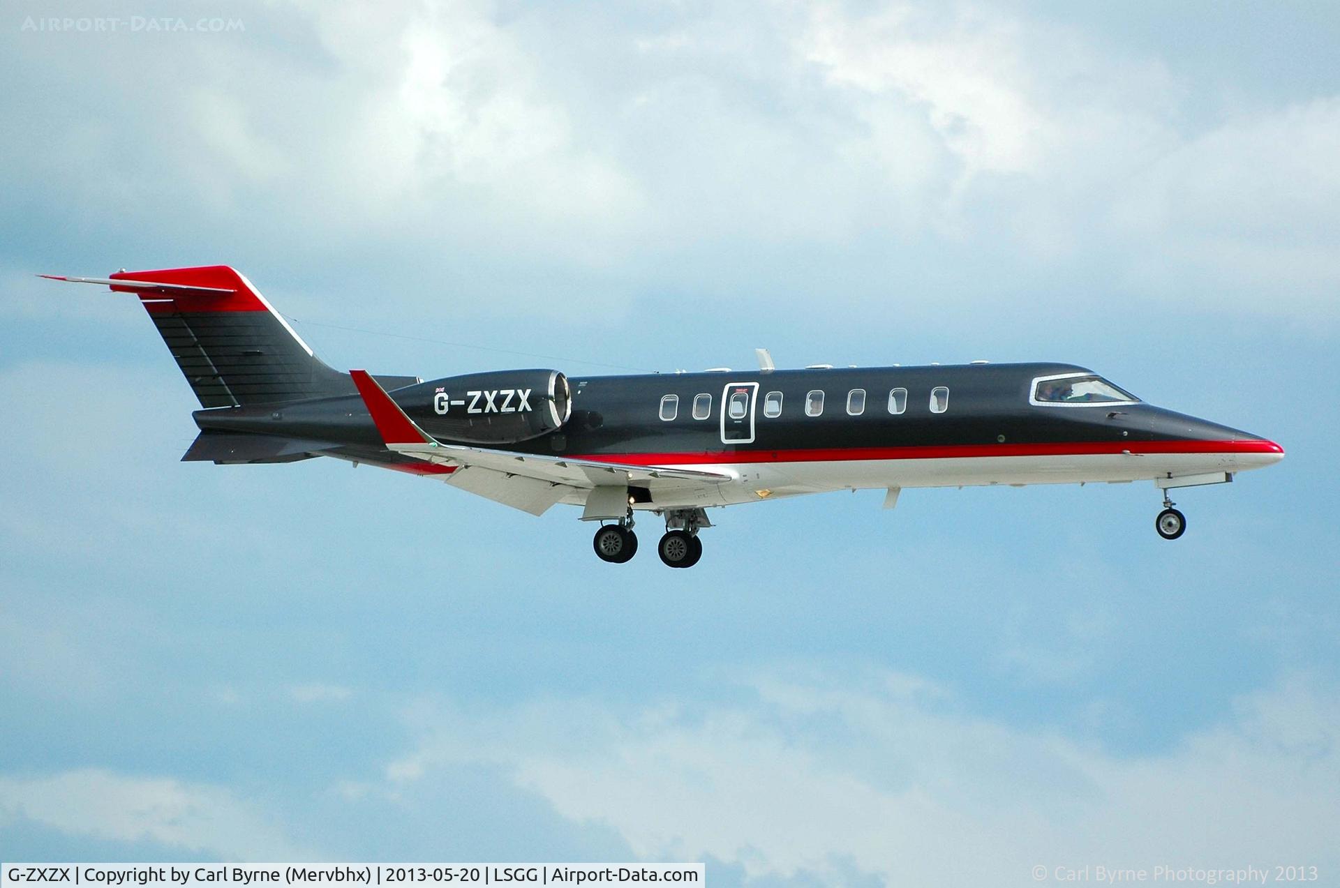 G-ZXZX, 2001 Learjet 45 C/N 45-005, Taken from the park at the 05 threshold.