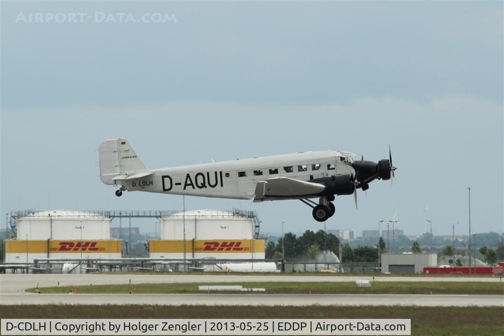 D-CDLH, 1936 Junkers Ju-52/3m C/N 130714, After a pleasure flight over Merseburg and Leipzig area old auntie JU is floating down to rwy 26R...