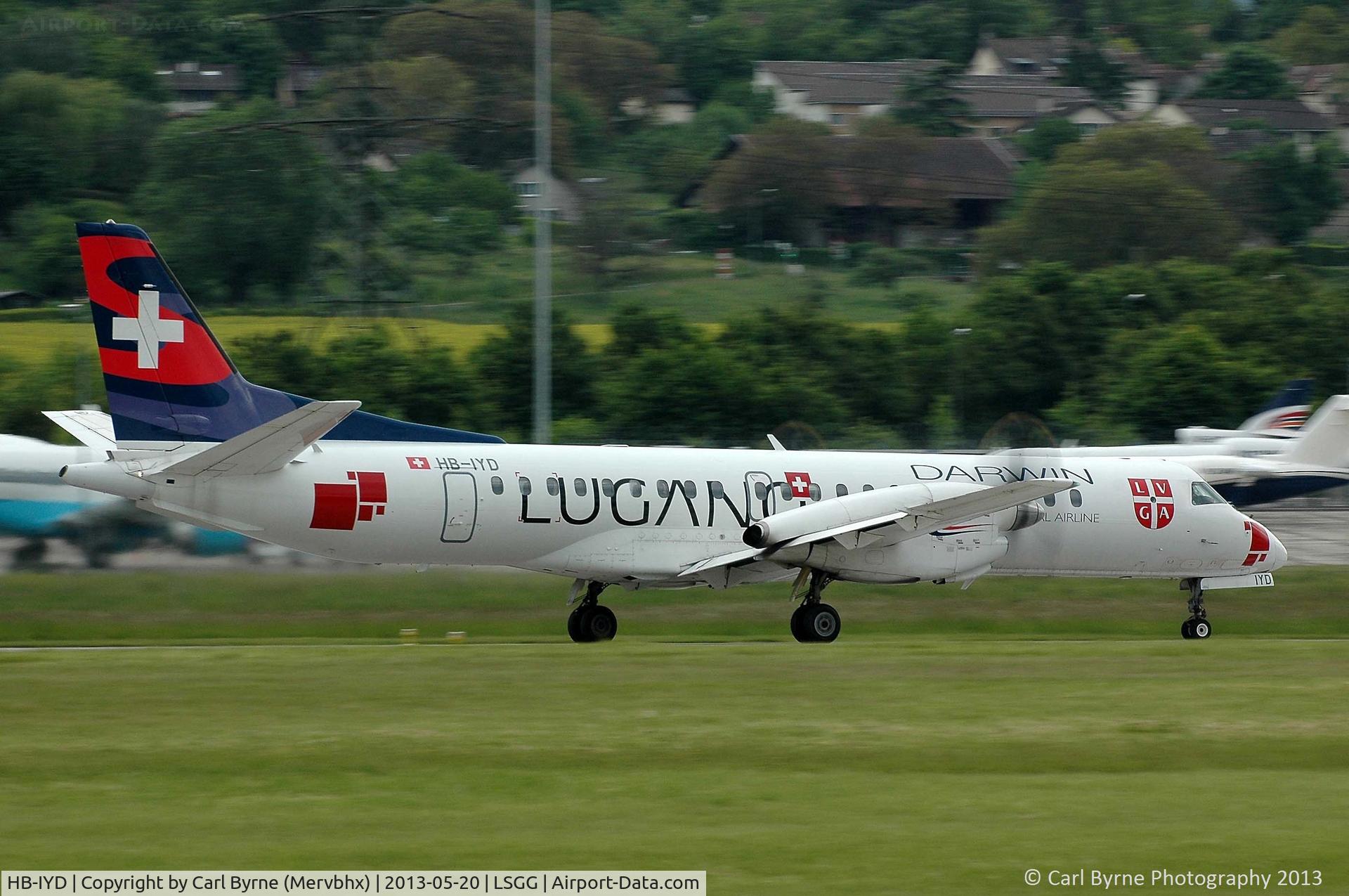 HB-IYD, 1998 Saab 2000 C/N 2000-059, Taken from the park at the 05 threshold.