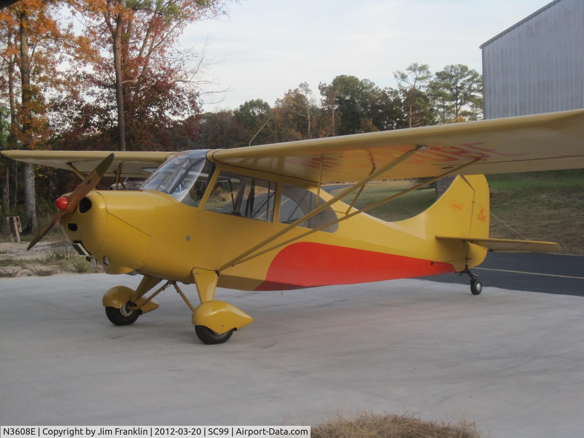 N3608E, 1947 Aeronca 7AC Champion C/N 7AC-6941, Champ parked at home hangar Whiteplains Airstrip, SC99, SC