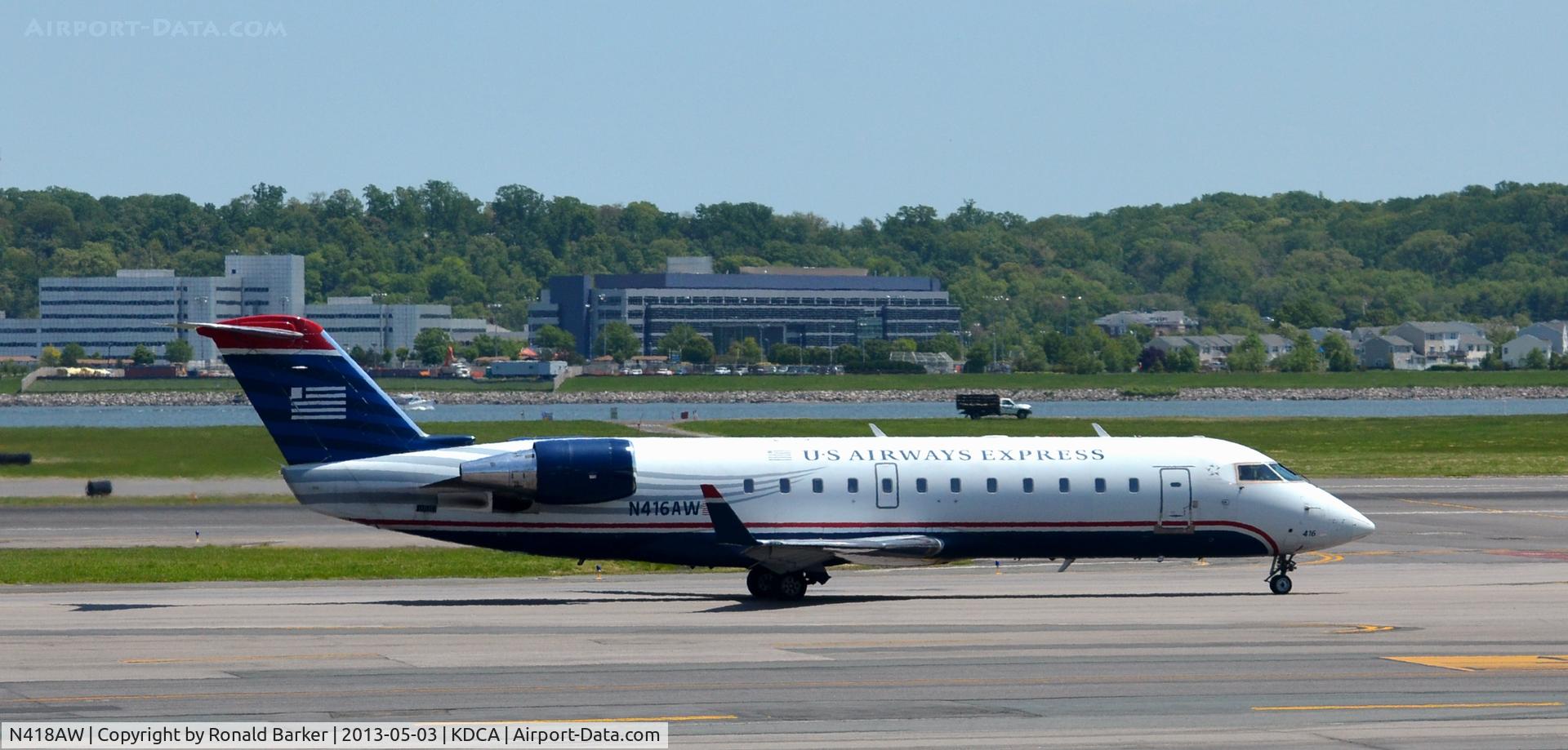 N418AW, 2002 Bombardier CRJ-200LR (CL-600-2B19) C/N 7618, Taxi DCA VA