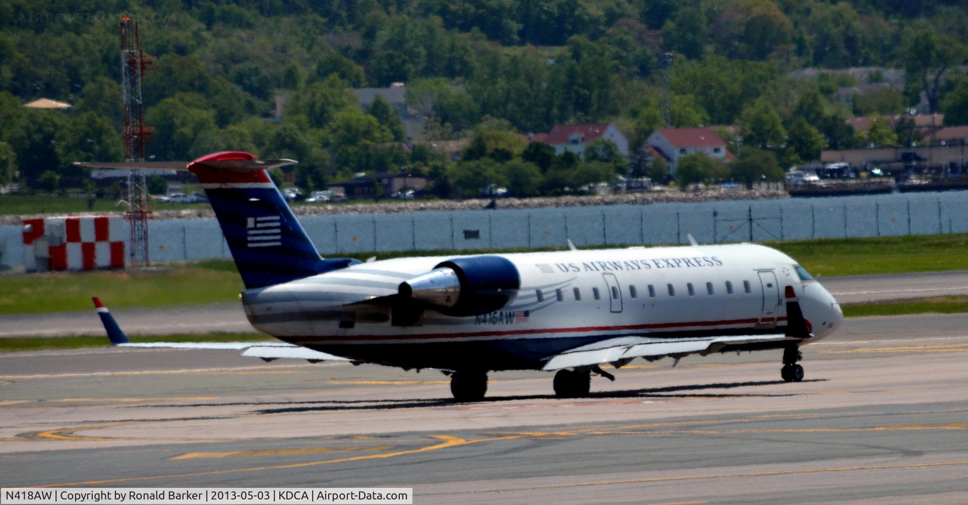 N418AW, 2002 Bombardier CRJ-200LR (CL-600-2B19) C/N 7618, Taxi  DCA VA