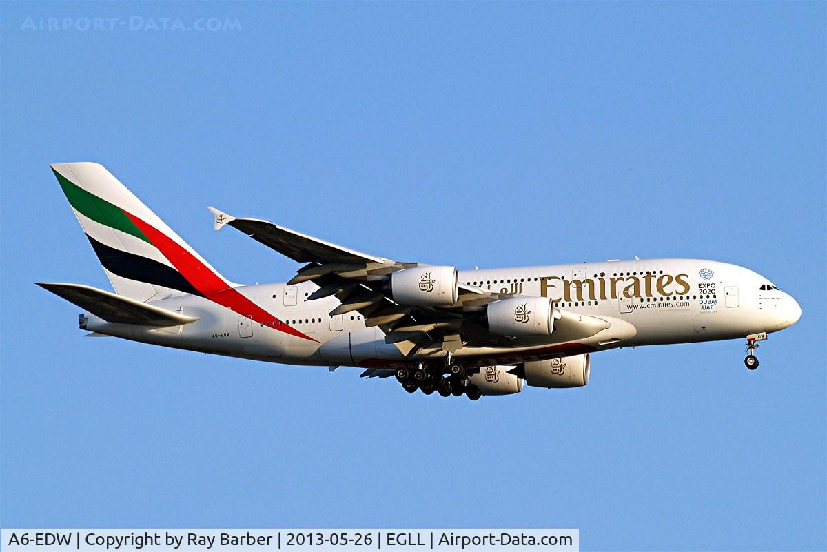 A6-EDW, 2012 Airbus A380-861 C/N 103, Airbus A380-861 [103] (Emirates Airlines) Home~G 26/05/2013. On approach 27L.