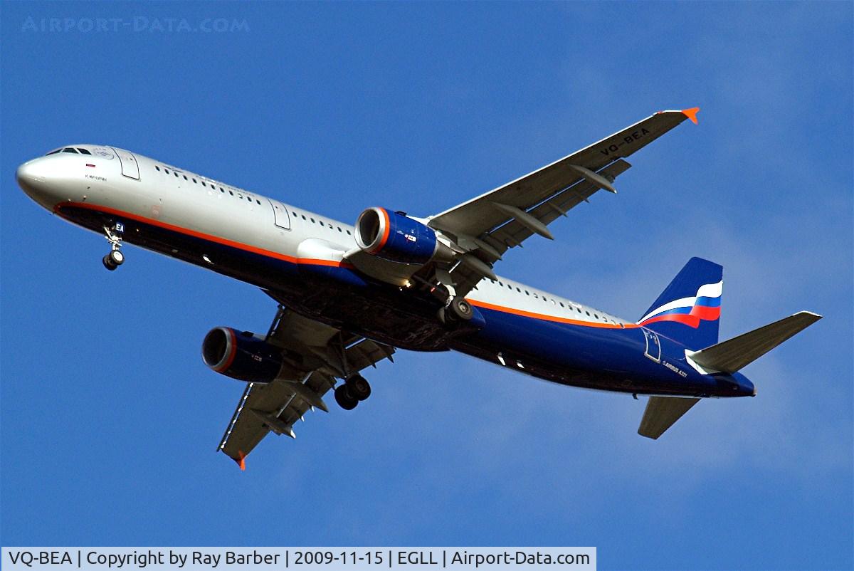 VQ-BEA, 2009 Airbus A321-211 C/N 4058, Airbus A321-211 [4058] (Aeroflot Russian Airlines) Home~G 15/11/2009. On approach 27R.