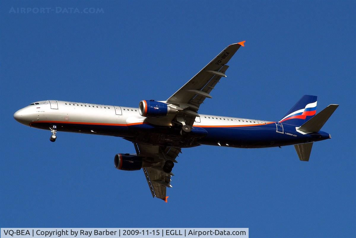 VQ-BEA, 2009 Airbus A321-211 C/N 4058, Airbus A321-211 [4058] (Aeroflot Russian Airlines) Home~G 15/11/2009. On approach 27R.