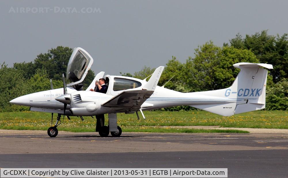 G-CDXK, 2006 Diamond DA-42 Twin Star C/N 42.136, Originally owned to, Diamond Aircraft UK Ltd in June 2006 and currently in private hands since November 2006.
