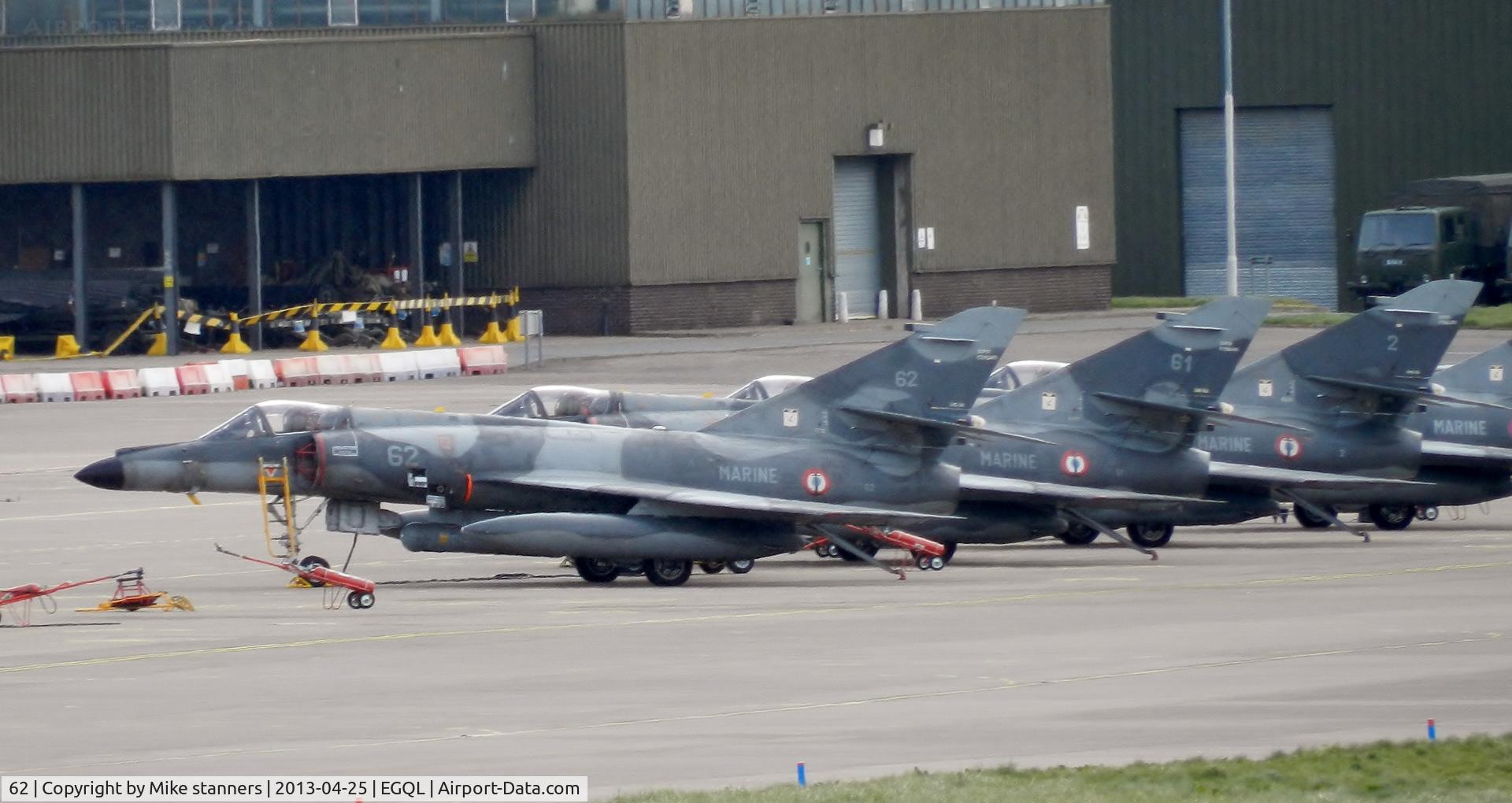 62, Dassault Super Etendard C/N 76, Super Etendard 	62,c/n 76 Heads a line up of 17F 
Super Etendard's at Leuchars for exercise joint warrior 13-1