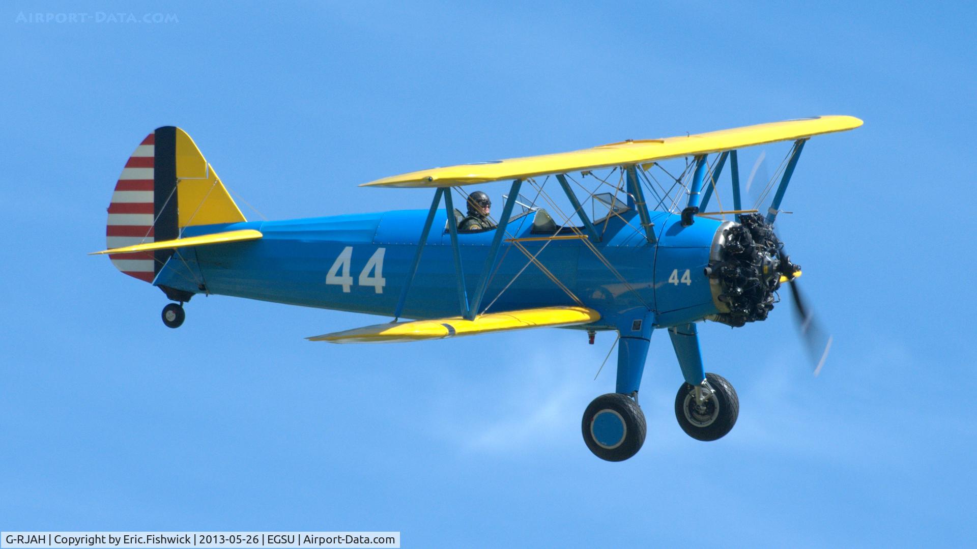 G-RJAH, 1942 Boeing A75N1 C/N 75-4041, 42. G-RJAH at the IWM Spring Airshow, May 2013.
