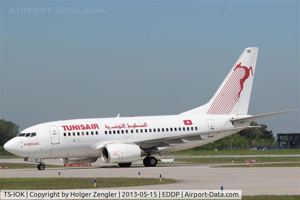 TS-IOK, 1999 Boeing 737-6H3 C/N 29496, Arrival from Enfidha on twy A7....