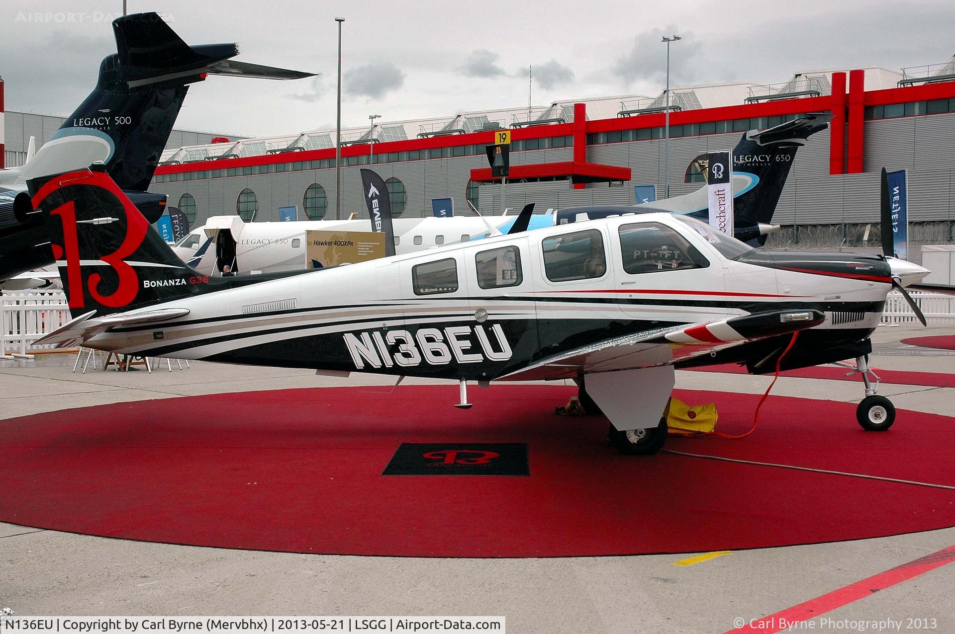 N136EU, Hawker Beechcraft Corp G36 Bonanza C/N E-3910, Part of the EBACE 2013 Static Display