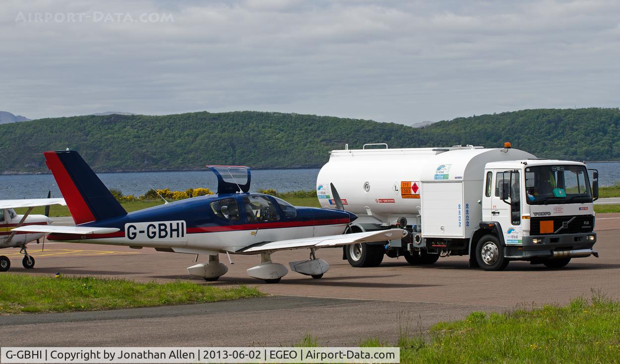 G-GBHI, 1979 Socata TB-10 Tobago C/N 019, Taking fuel at Oban Airport (North Connel).