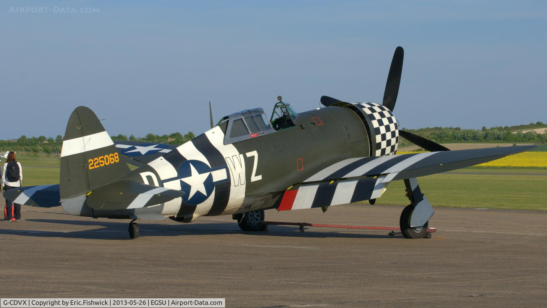 G-CDVX, 1942 Curtiss P-47G Thunderbolt C/N 21953, 2. G-CDVX at the IWM Spring Airshow, May 2013. (One of the Stars remembering the Mighty Eighth.)