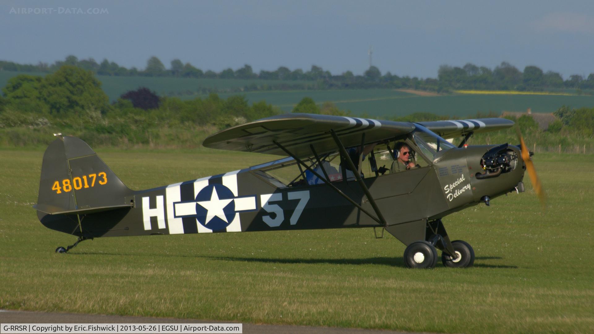 G-RRSR, 1944 Piper L-4J Grasshopper (J3C-65D) C/N 12905, 2. G-RRSR at the IWM Spring Airshow, May 2013.