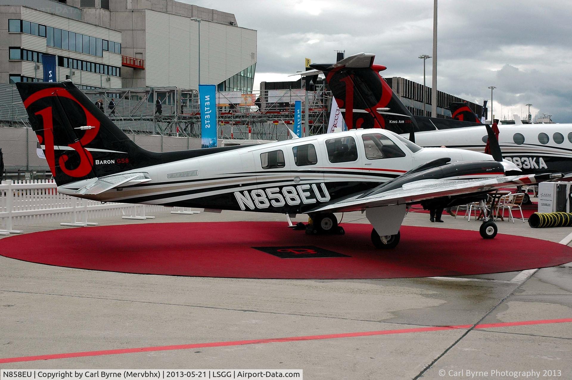 N858EU, 2013 Beechcraft G58 Baron C/N TH-2350, Part of the EBACE 2013 Static Display