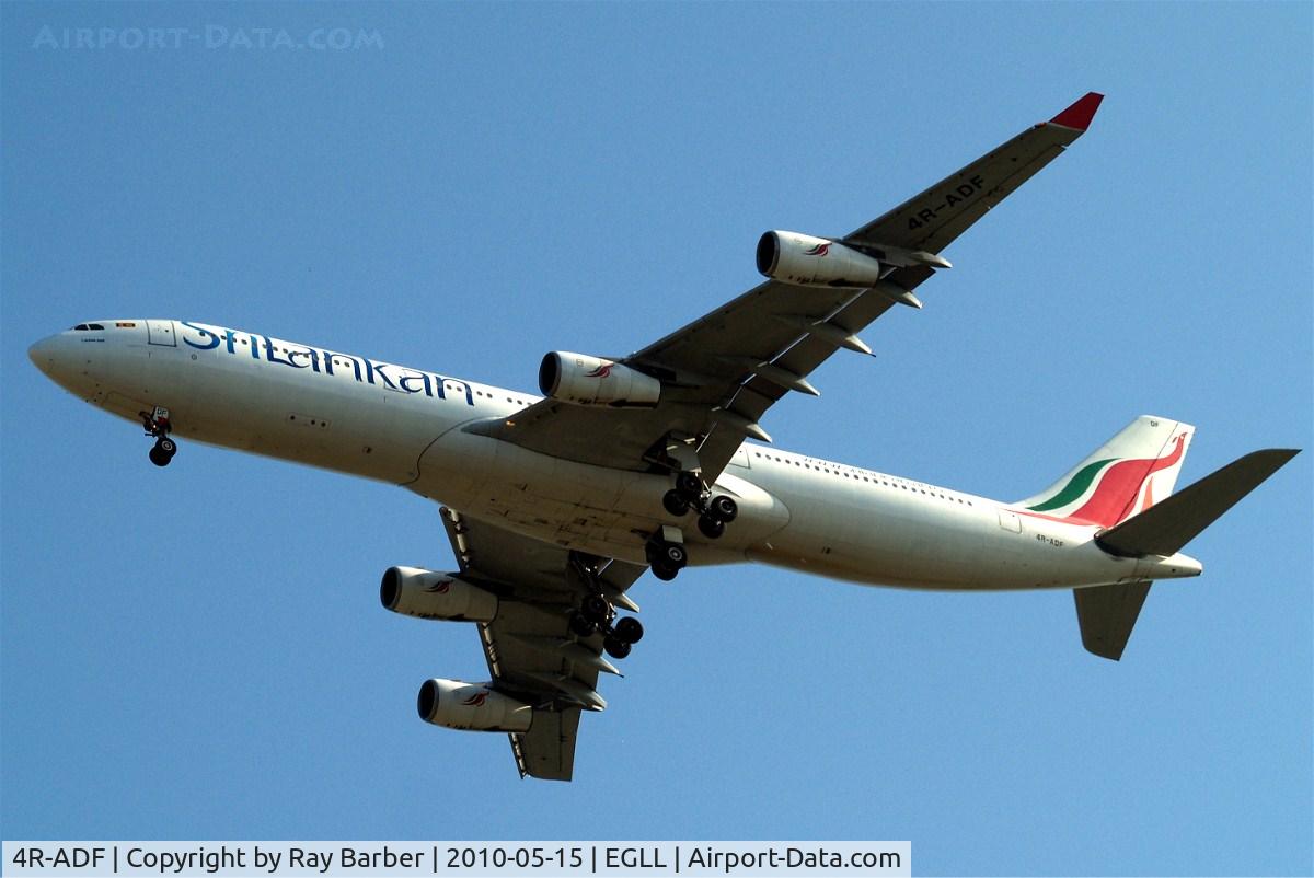 4R-ADF, 2000 Airbus A340-313 C/N 374, Airbus A340-313X [374] (Srilankan) Home~G 15/05/2010. On approach 27R