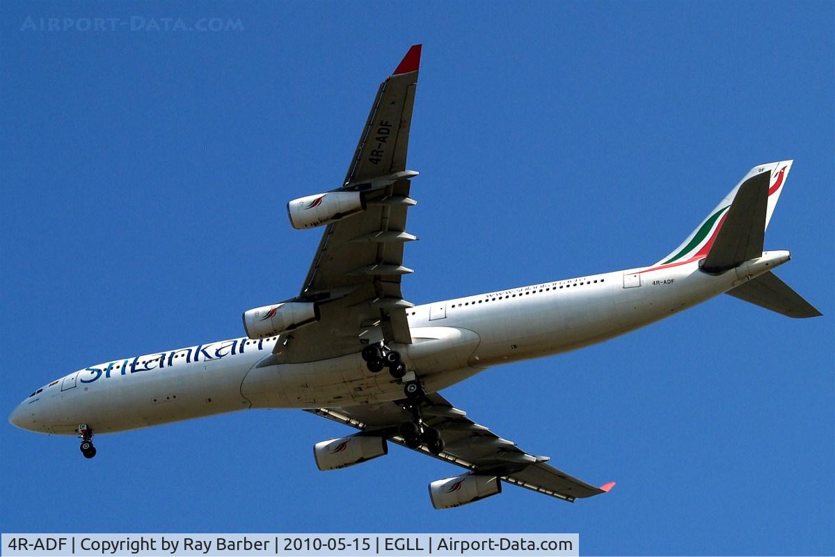 4R-ADF, 2000 Airbus A340-313 C/N 374, Airbus A340-313X [374] (Srilankan) Home~G 15/05/2010. On approach 27R.