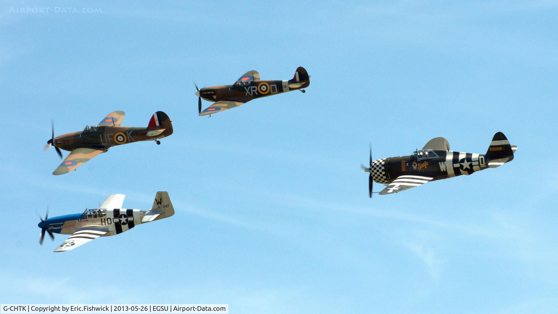 G-CHTK, 1940 Hawker (CCF) Sea Hurricane Mk10 C/N CCF/41H/8020, 45. G-CHTK (Paul Bonhomme) leading the superb 'Eagle Squadron' at the IWM Spring Airshow, May 2013.