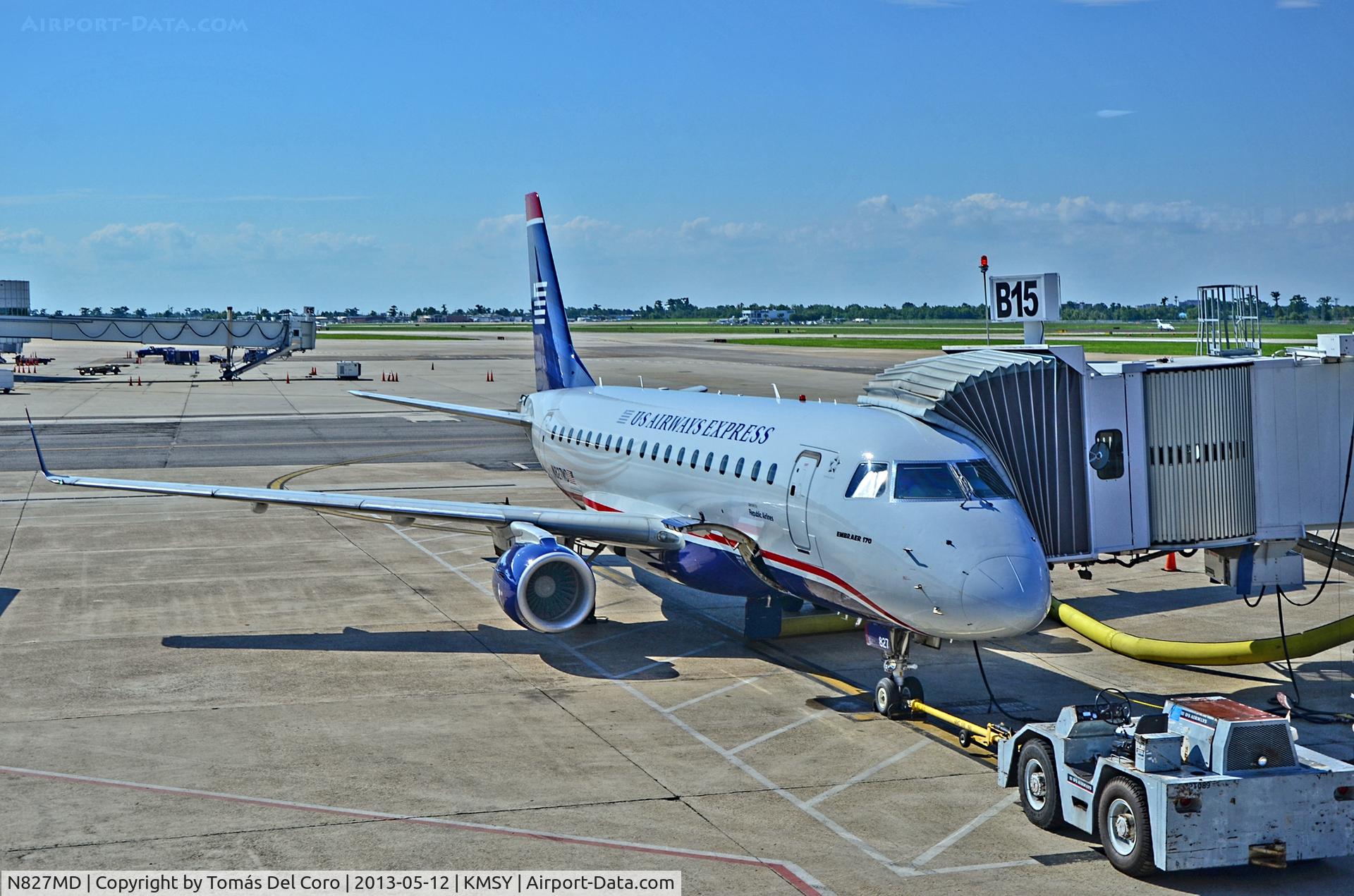 N827MD, 2005 Embraer 170SU (ERJ-170-100SU) C/N 17000047, N827MD US Airways Express (Republic Airlines) Embraer ERJ-170-100SU 170SU (cn 17000047)

Louis Armstrong New Orleans International Airport (IATA: MSY, ICAO: KMSY, FAA LID: MSY)
TDelCoro
May 12, 2013