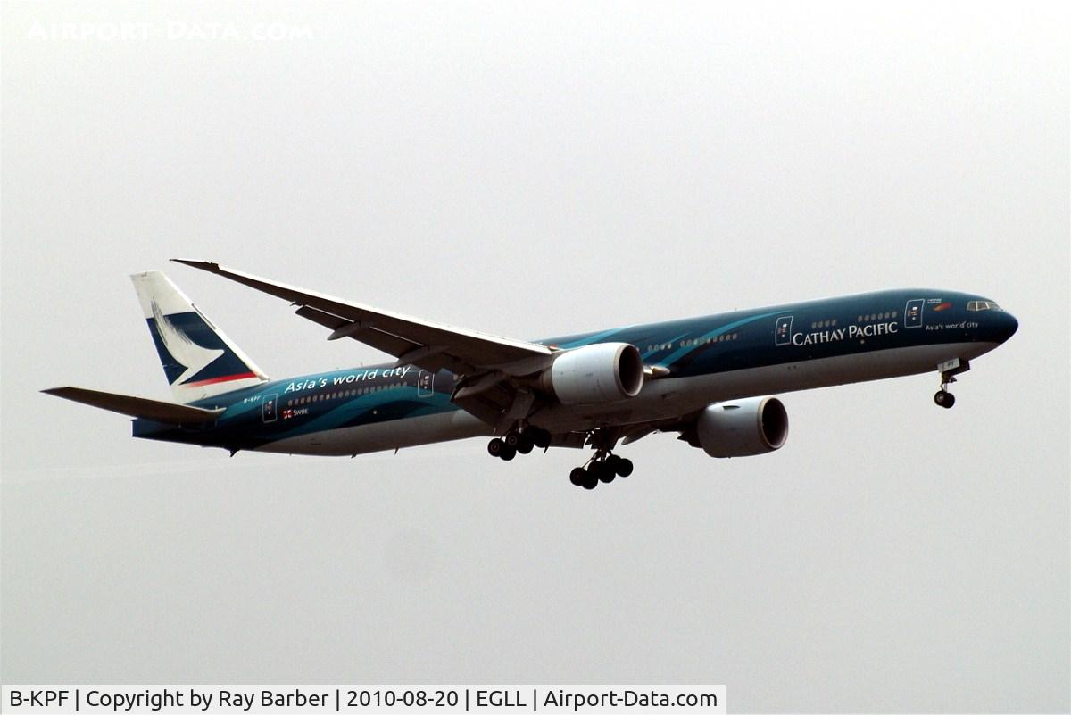 B-KPF, 2008 Boeing 777-367/ER C/N 36832/692, Boeing 777-367ER [36832] (Cathay Pacific Airways) Home~G 20/08/2010. On approach 27L