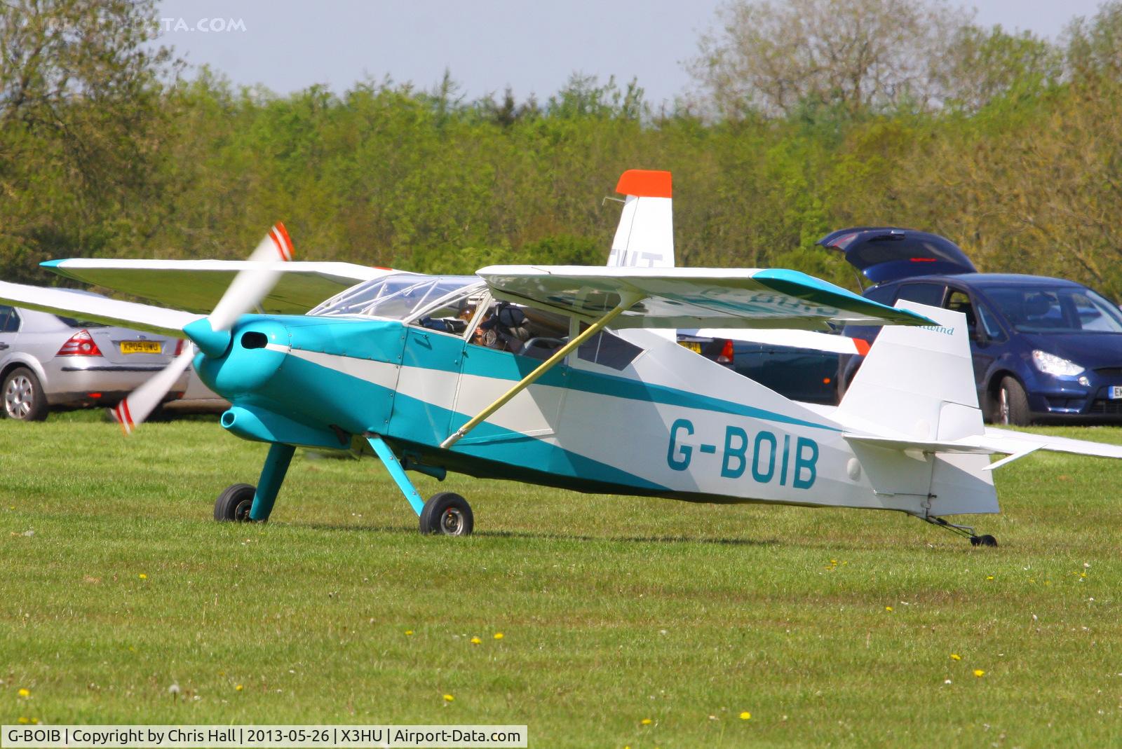 G-BOIB, 1997 Wittman W-10 Tailwind C/N PFA 031-10551, departing from Husbands Bosworth