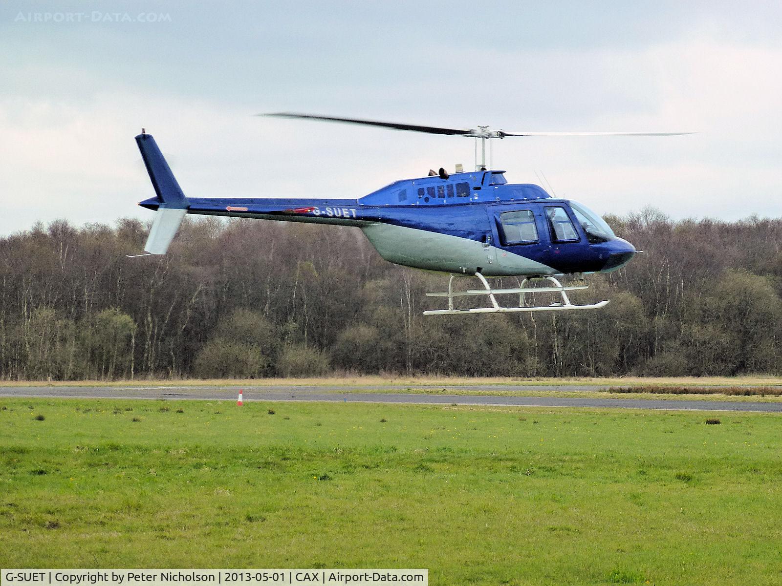 G-SUET, 1968 Bell 206B JetRanger II C/N 314, Bell 206B JetRanger visitor to Carlisle in May 2013.