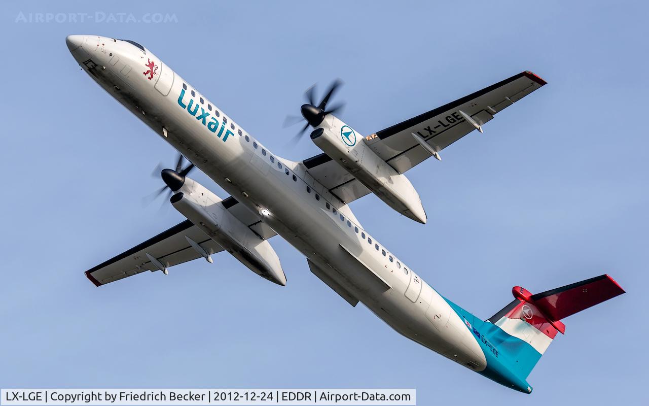 LX-LGE, 2009 De Havilland Canada DHC-8-402Q Dash 8 C/N 4284, departure via RW27