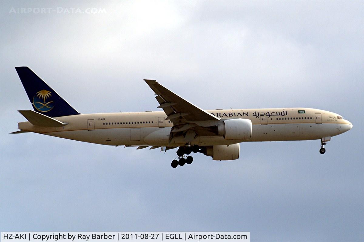 HZ-AKI, 1998 Boeing 777-268/ER C/N 28352, Boeing 777-268ER [28352] (Saudi Arabian Airlines) Home~G 27/08/2011. On approach 27L.