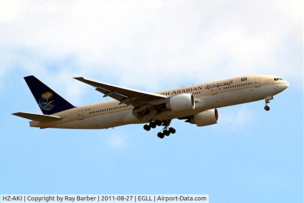 HZ-AKI, 1998 Boeing 777-268/ER C/N 28352, Boeing 777-268ER [28352] (Saudi Arabian Airlines) Home~G 27/08/2011. On approach 27L.