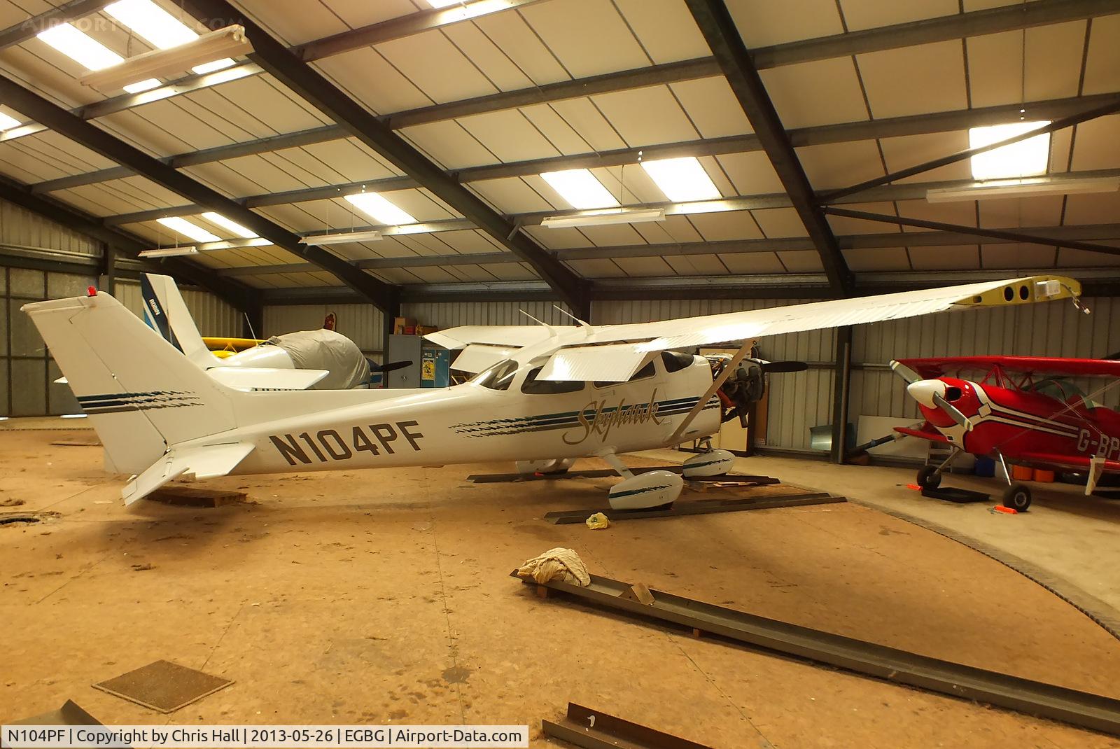 N104PF, 1998 Cessna 172R C/N 17280313, in the turntable hangar at Leicester
