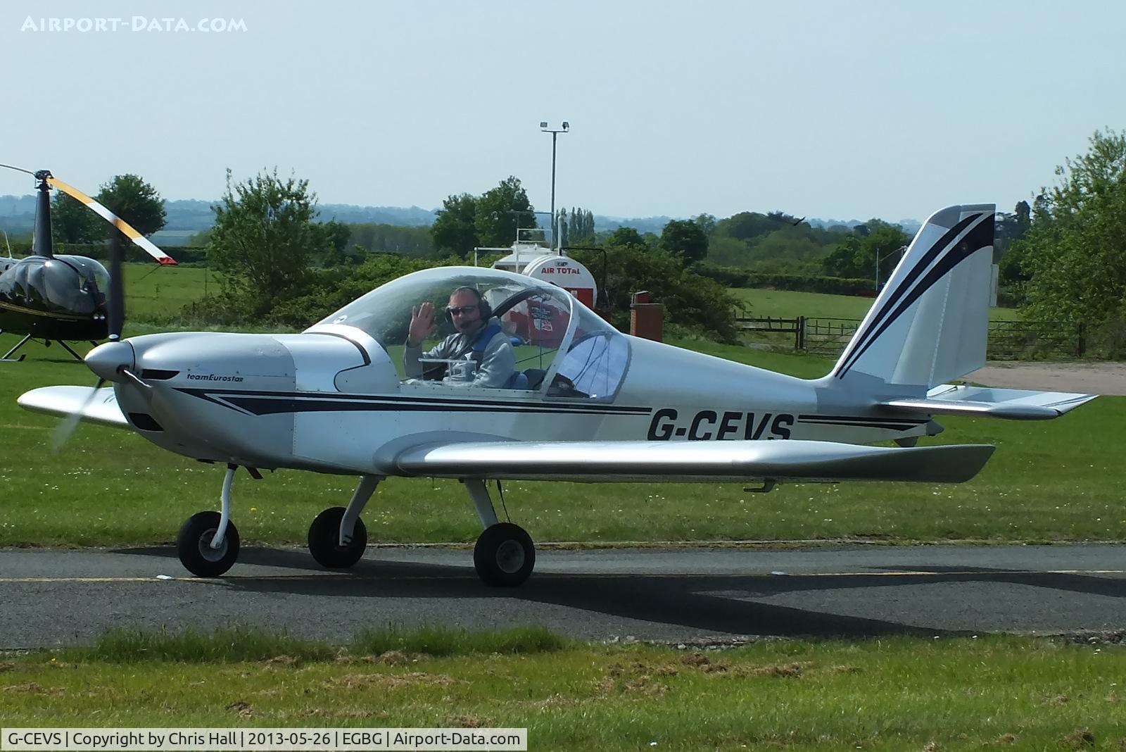 G-CEVS, 2007 Cosmik EV-97 TeamEurostar UK C/N 3102, our guide round the hangars at Leicester taxiing out for a few circuits in his EV-97. Thanks Nick