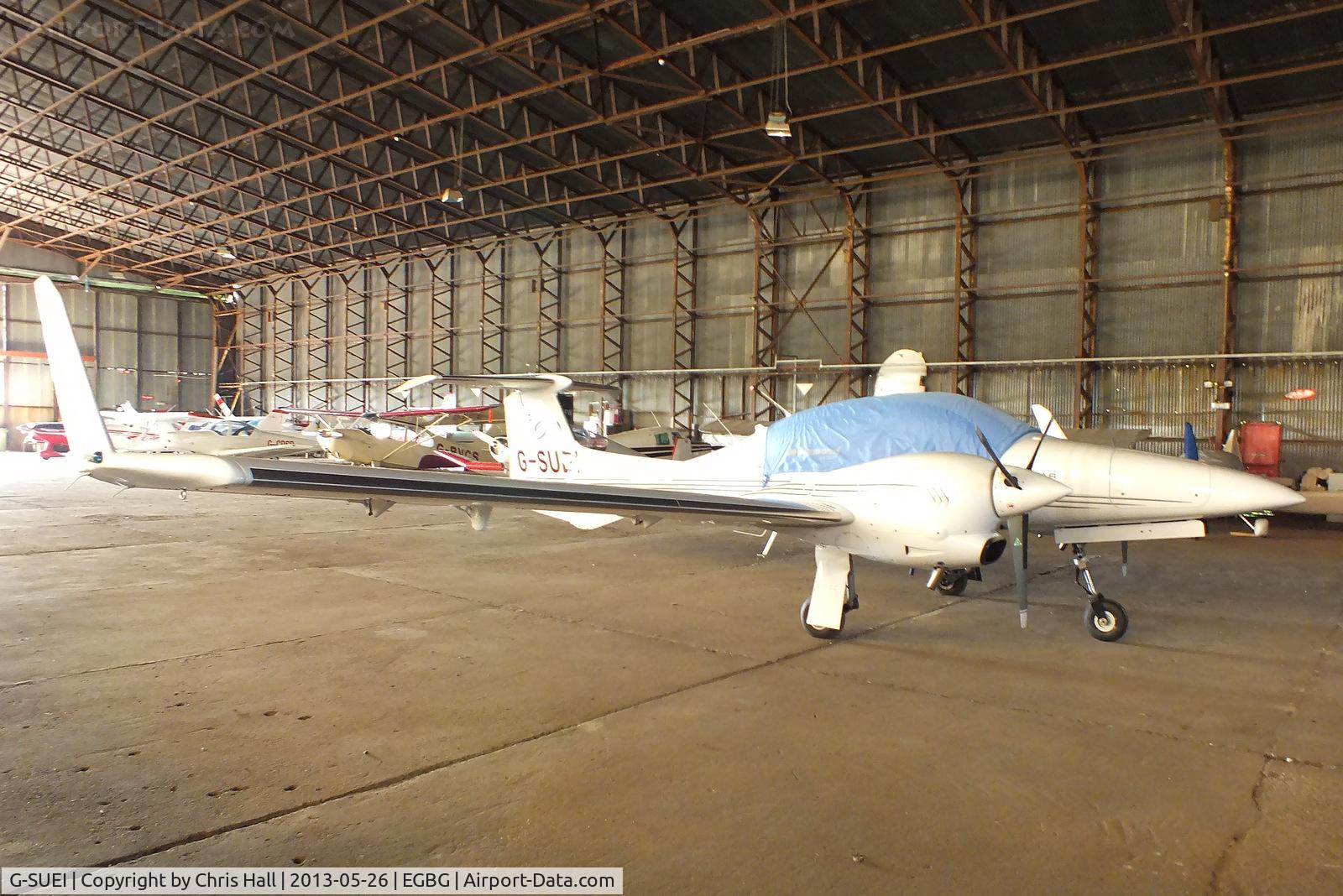 G-SUEI, 2009 Diamond DA-42 Twin Star C/N 42.415, hangared at Leicester