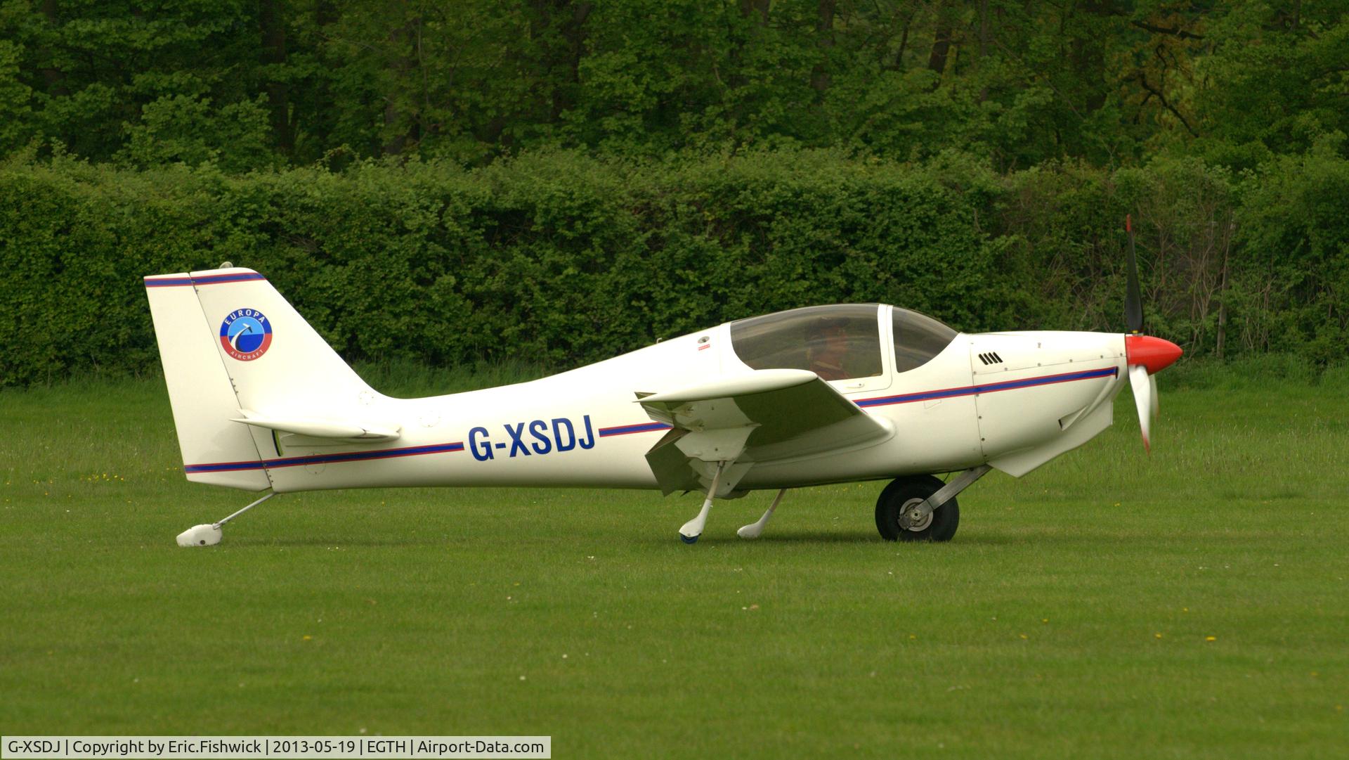 G-XSDJ, 2002 Europa XS Monowheel C/N PFA 247-13378, 2. G-XSDJ departing Shuttleworth Flying Day and LAA Party in the Park, May 2013.