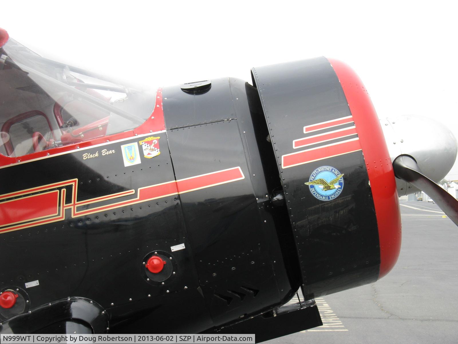 N999WT, 1943 Howard Aircraft DGA-15P C/N 29462, 1943 Howard DGA-15P 'Black Bear', P&W R-985 Wasp Jr. 450 Hp, cowl with logos