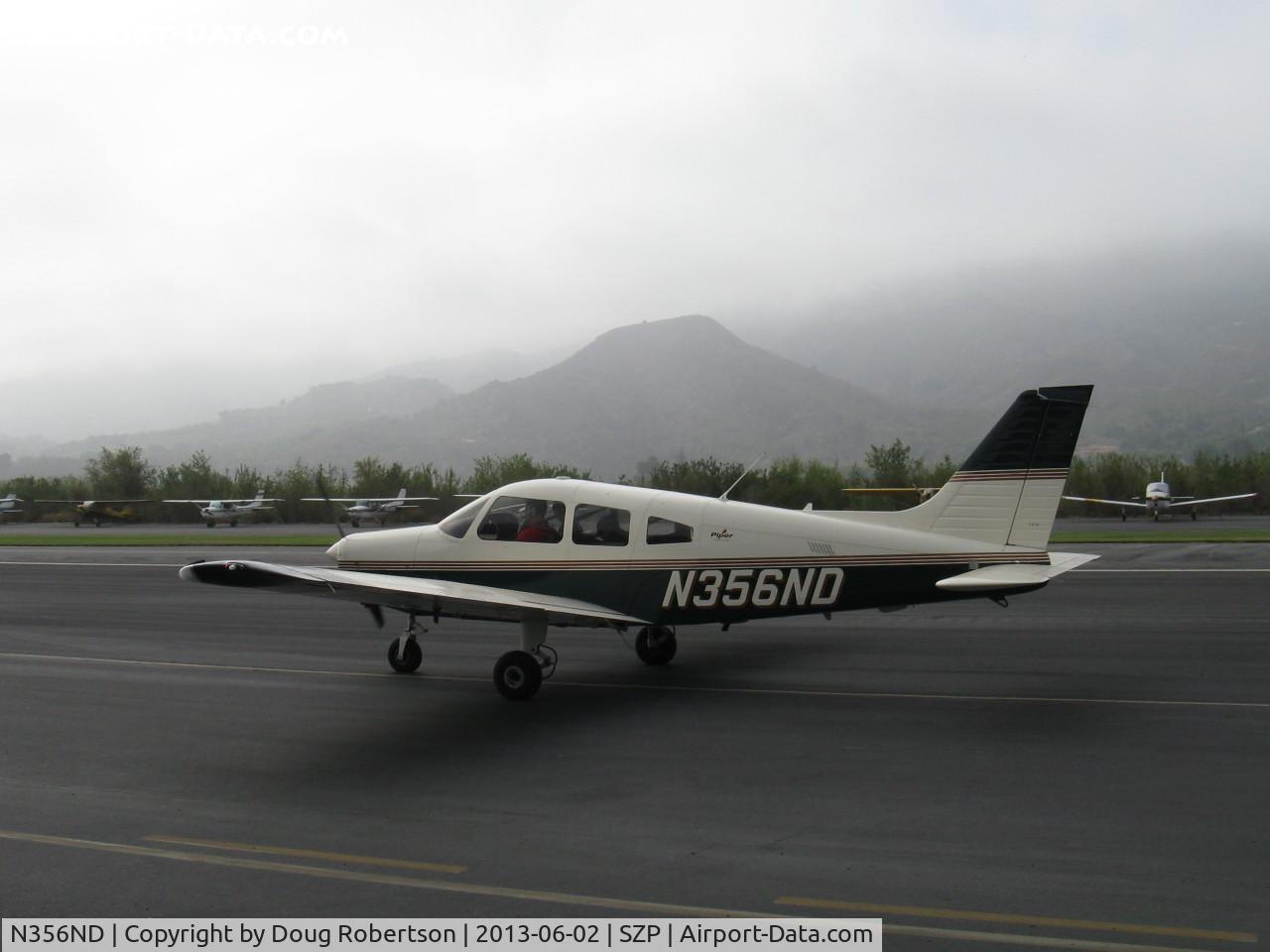 N356ND, 2003 Piper PA-28-161 Cherokee Warrior III C/N 2842184, 2003 Piper PA-28-161 WARRIOR III, Lycoming O-320-D3G 160 Hp, taxi back after landing Rwy 22, murky but flyable day