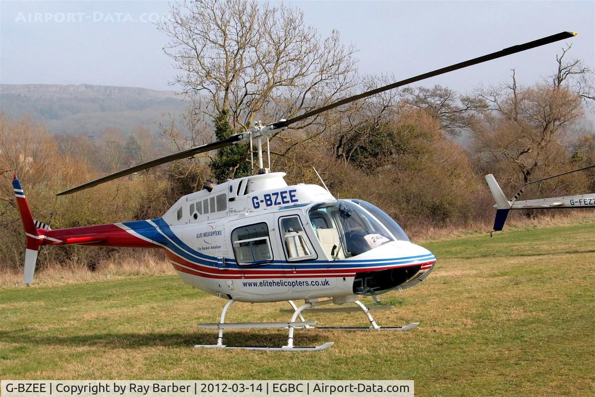 G-BZEE, 1978 Agusta AB-206B JetRanger II C/N 8554, Agusta-Bell AB.206B Jet Ranger II [8554] (Elite Helicopters) Cheltenham Racecourse~G 14/03/2012. Full shot including rotor blades.